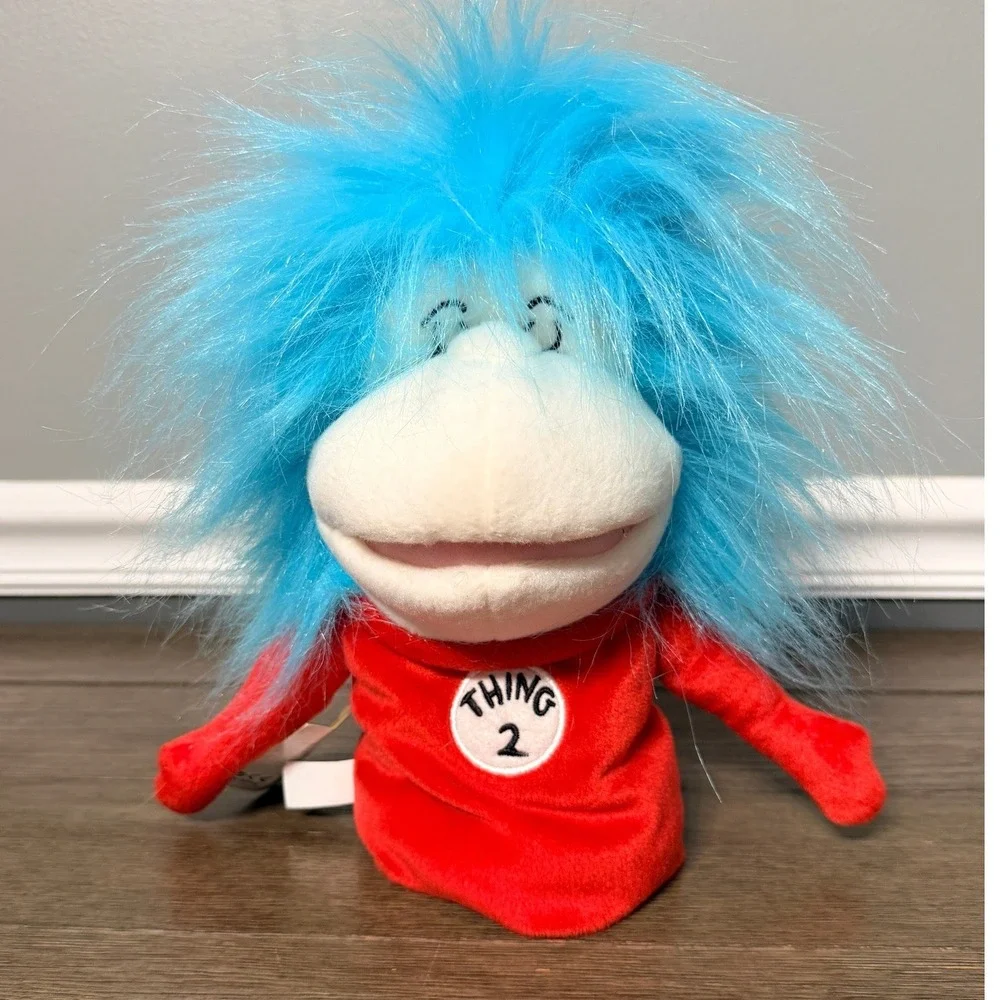 Dr Seuss Thing 1 & Thing 2 Plush Hand Puppet Dual Sided Set Cat in‎ the Hat